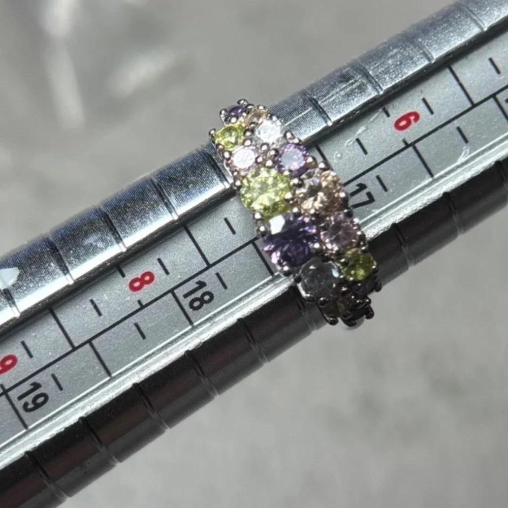 925‎ Sterling Silver Multicolor Cluster Ring Size 7